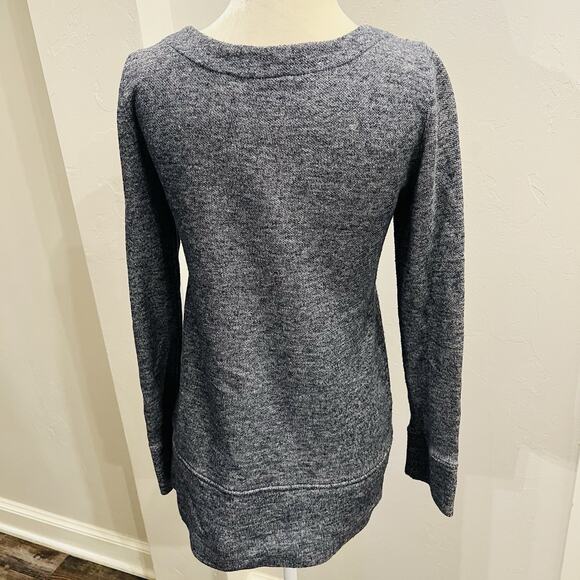 Ann Taylor Loft Top Size XS Blue Speckled Blouse Boat Neck Long Sleeve Shirt - Picture 4 of 6